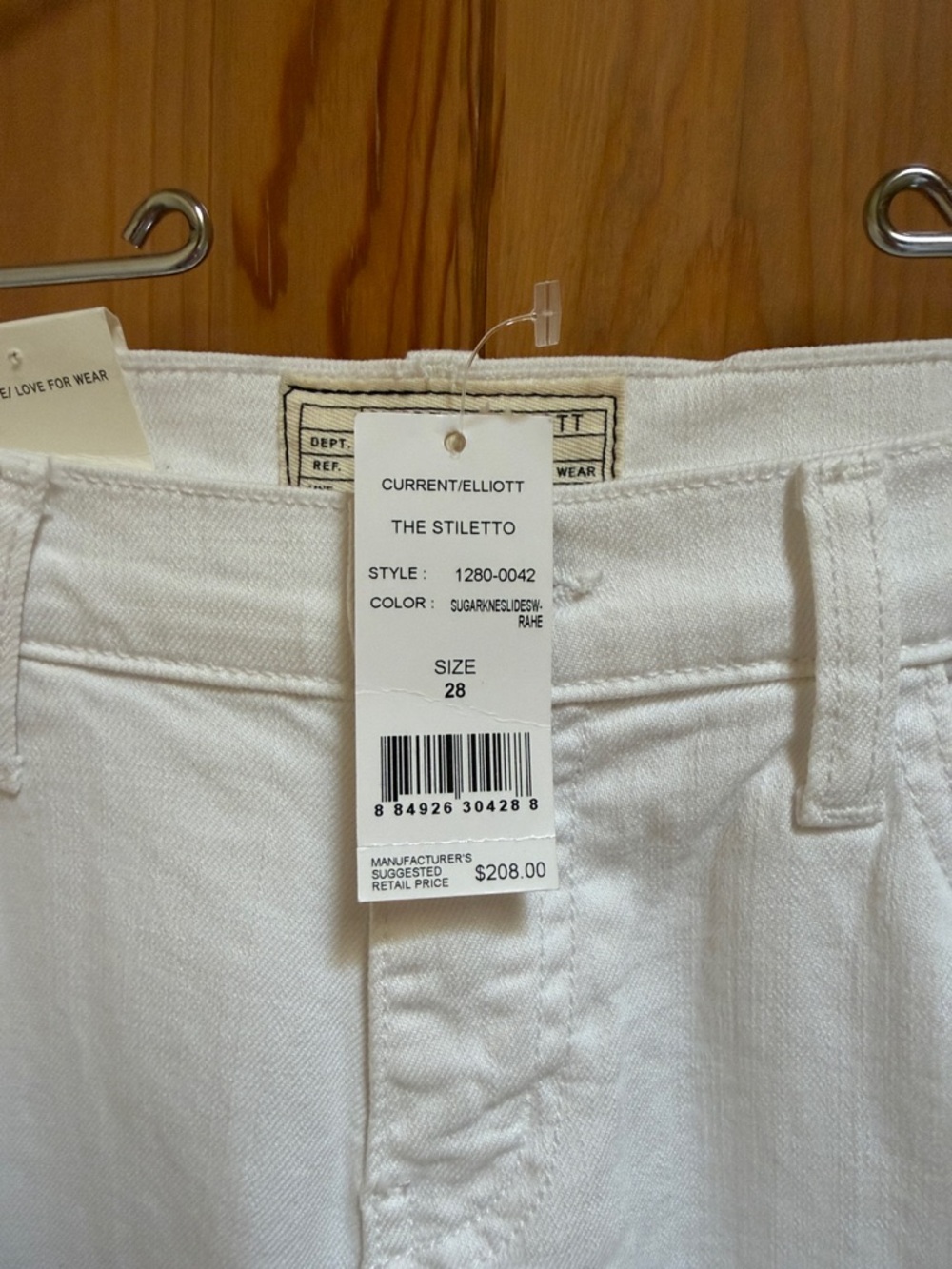 NWT! Current/Elliott White Skinny Jeans with Subtle Knee Slits - Picture 8 of 11